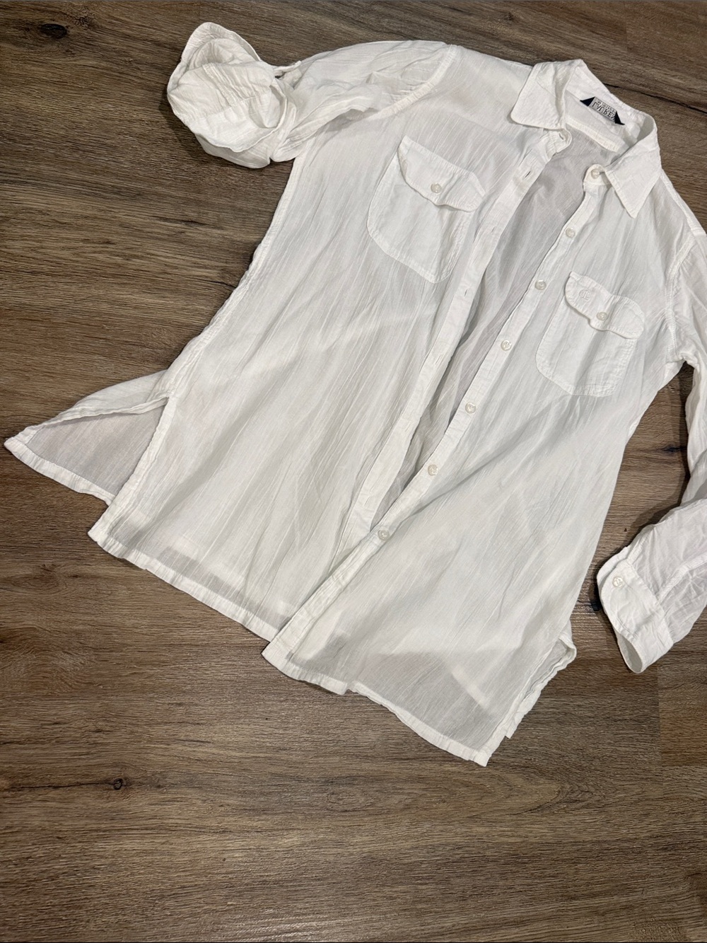 Ralph Lauren White Sheer Cotton Button-Up with Black Label - Picture 7 of 11